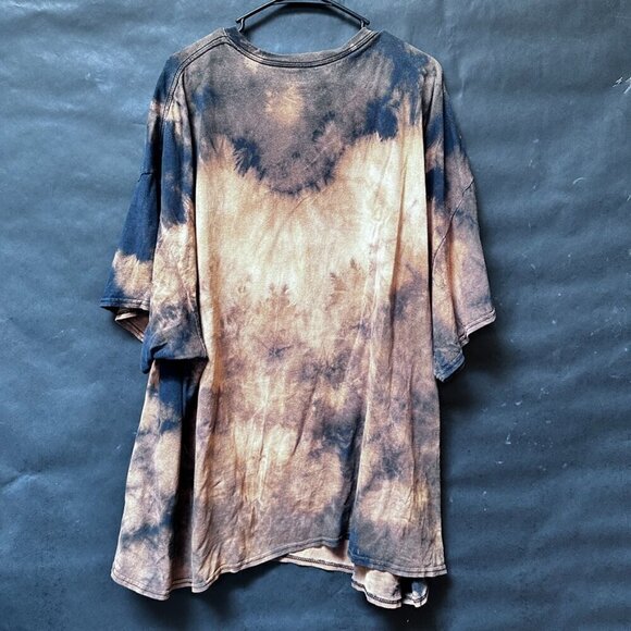 Drip Tee Shirt Size Size 4XL Brown Black Tie Dyed Bleached Grunge 4X Distressed - Picture 3 of 4